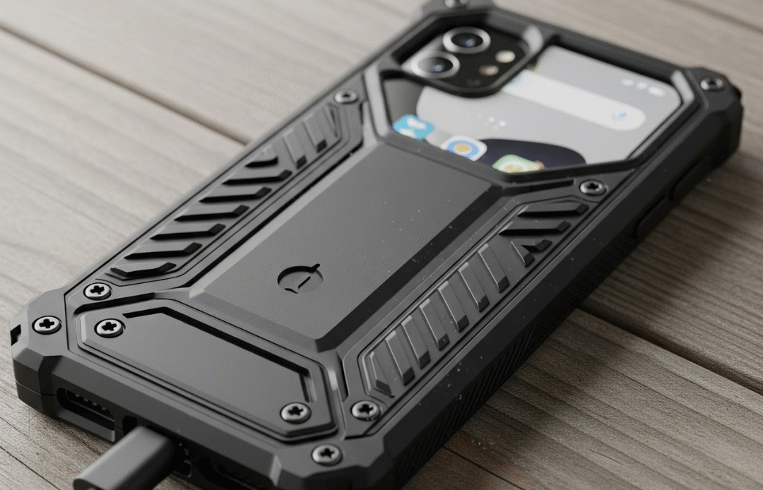 Phone with heavy protective case