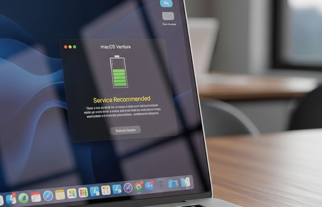 MacBook showing “Service Recommended” battery message